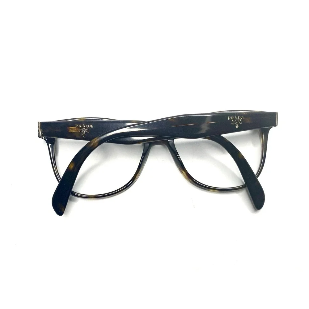 Prada Brown Brown Tortoise Cat Eye Glasses Italy Gold Accent VPR12T 51 17 140